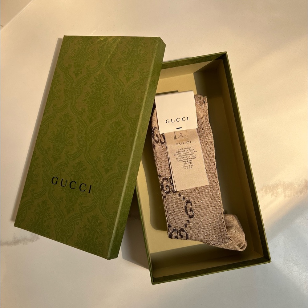 Gucci Lame GG Socks- Beige